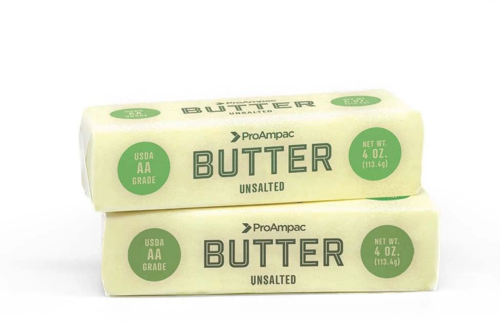 ProAmpac’s ButterFresh is a fiber-based, grease resistant material for butter and dairy wraps 